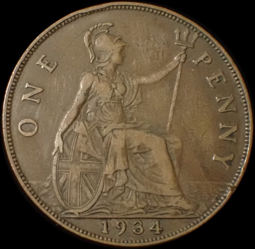 One penny 1934 george v - 1934,