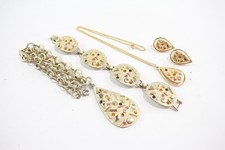 Sarah Coventry Jewellery Gold Tone Stone Set Clip On Earrings Signed Branded x 4