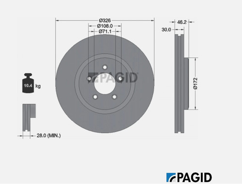 Brake disc 54735hc - 54735hc, for