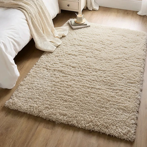 Beige shaggy rug soft - rug, thick