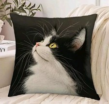 1 X Beautiful Black White Cat Cushion Covers Scatter Decorative cushions