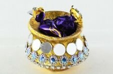 Mini Matki Traditional Favour Box in Rustic Gold with Intricate Glass Detail