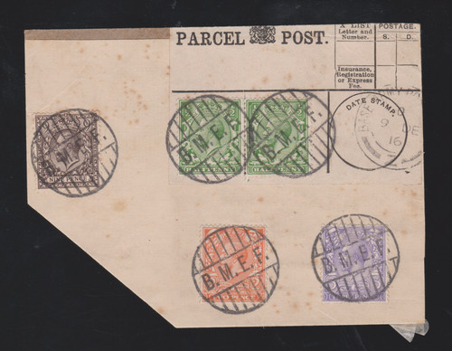 Kgv 1916 parcel post label - kgv,