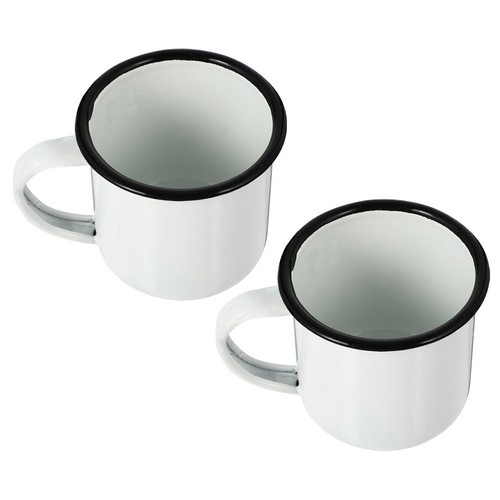 Durable white enamel mugs 2pcs - white,
