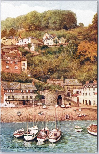 Clovelly vintage postcard - clovelly,