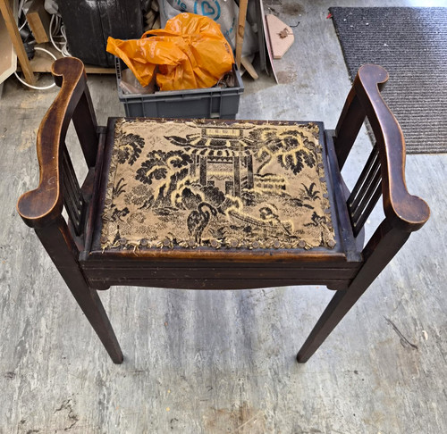 Piano stool bench dark wood - piano,