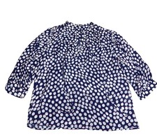 Tucker Polka Dot Button Up 100% Silk Blouse Navy Pink White Size XS
