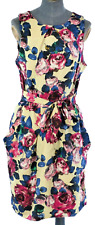 Closet London Dress Floral Roses Y2K Sleeveless Tulip Retro Tea Dress Size UK 12