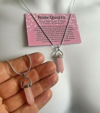 Rose quartz pendant necklace - rose,