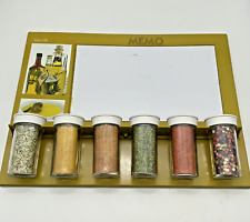 Vintage Spice Rack Memo Board Italy Retro 1970s 1980s Avocado Glass Metal 