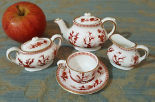 Antique Coalport Miniature Teaset Tea set English Teapot Cup Saucer