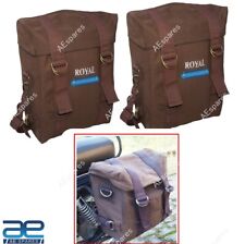 Military Pannier Canvas Bag Pair Brown For Royal Enfield Classic 350 500 AEs