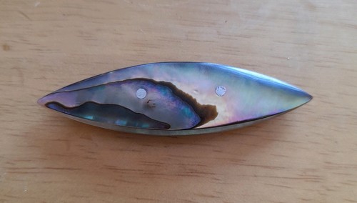 Abalone tatting shuttle with - abalone, shuttle.
