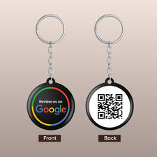 NFC Google Review Keyring | Tap to Review | Free QR Code | Keychain Keyfob BLACK