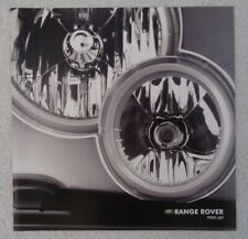 Range Rover Price List 2002 - SE, HSE, VOGUE - Td6 & V8 Models. Cars & Options.