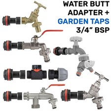 water butt/rain barrel replacement connector/adaptor +tap 3/4"bsp(26mm hole)