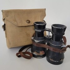 WW2 CAPTURED GERMAN BINOCULARS IN 1937, 37 PATTERN WEBBING CASE BRITISH ARMY