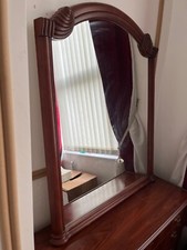 Dressing Table Wall Mirror Antique Wooden Framed Arch Large Carved Vintage Heavy