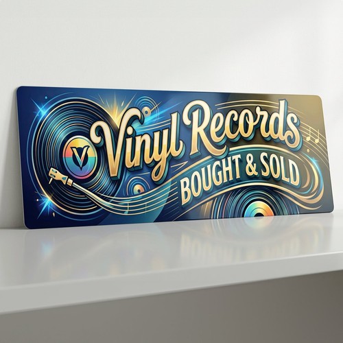 Vinyl records metal sign - metal, 28cm