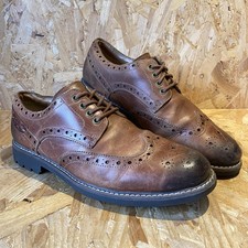Clarks Montacute Wing Brown Leather Brogue Shoes - Mens UK 10 G