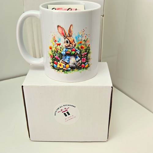 Easter rabbit floral ceramic - rabbit,