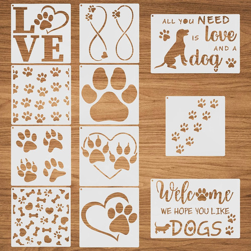 Dog paw print stencils - paw,
