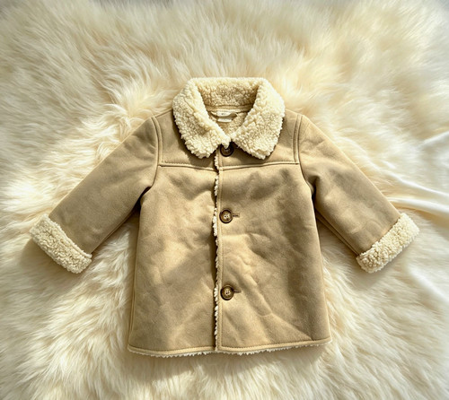 Beige suede effect shearling - beige, suede-effect
