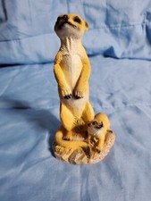 Meerkat Figurine, Mother and Baby Statue, Wildlife Sculpture