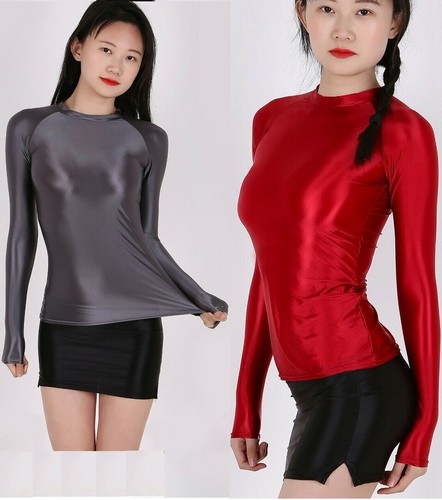 Lady long sleeve wetlook satin - lady,