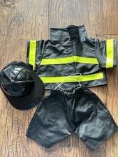 Build A Bear Fireman Fire Fighter Costume Outfit Black Helmet Suit