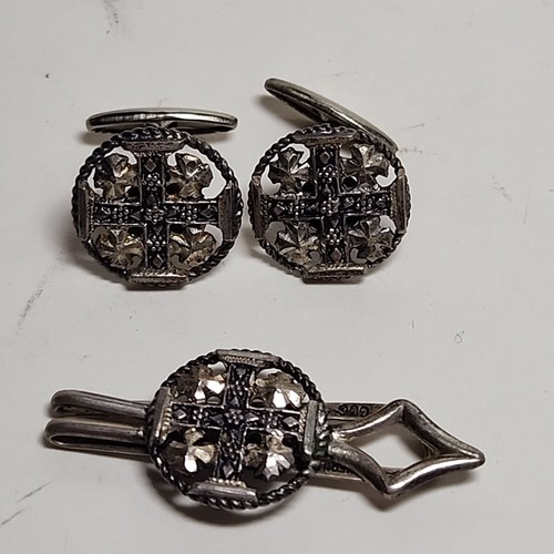 Cufflinks tie bar antique vtg - bar,