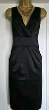 Vintage 1940s 50s Style black satin pencil wiggle Christmas Party dress Size 12