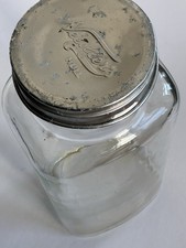 Needlers of Hull Glass Sweet Jar with An Aluminium Lid Vintage