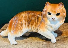 Vintage Coopercraft Ginger & White Long Hair Cat Figure Ornament VGC