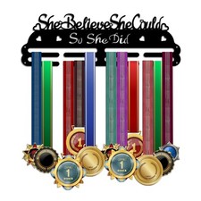 Ribbon Medal Display Wall Rack Holder Organizer SO SHE DID Sports Medals Hanger