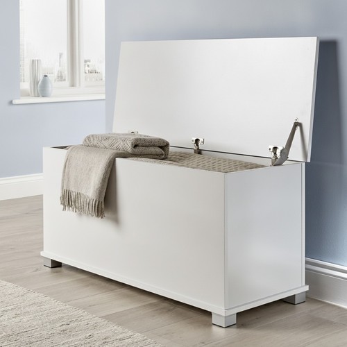 Elegant white storage ottoman - white,