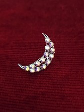 Rhinestone Crescent Moon Pin