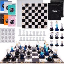 LET'S RESIN Chess Molds for Resin Casting, Upgraded Resin Chess Set Mold with 16