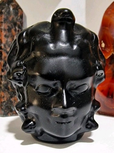 Black obsidian madusa crystal - obsidian,