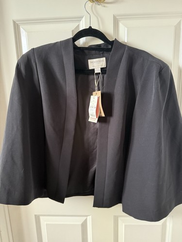 Black cape style smart jacket - cape-style,