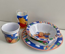 Vintage Pooh & Friends Cole & Mason Melamine Cup Bowl Plate & Plastic Glass 