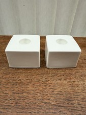 Wedgewood x Jasper Conran White Glossy Cube Minimalist Taper Candle Holders