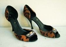 Celine Shoes Size UK 6 EU 39 Leather Cow Hair Crystal Embellishment