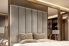 Panel Design Plush Velvet Bed