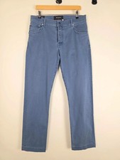 Kiton Napoli Trousers Mens | Blue Cotton Straight Leg | 36 | Made in Italy