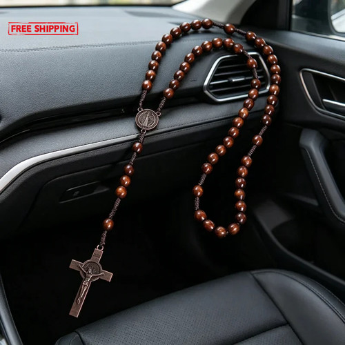 Wooden rosary bead - , necklace