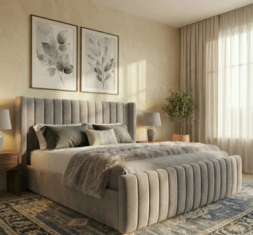 Winged upholstered bed - winged,