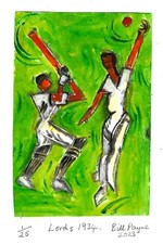 2023 linocut "Lords 1934" by Bill Payne .Cyril Power genre