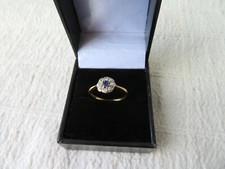 ART DECO 18CT  GOLD, PLATINUM, SAPPHIRE & DIAMOND DAISY RING, SIZE N 1/2, 2.08gs