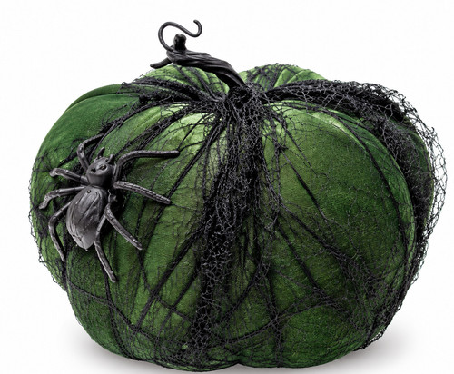 Large green velvet pumpkin - green,